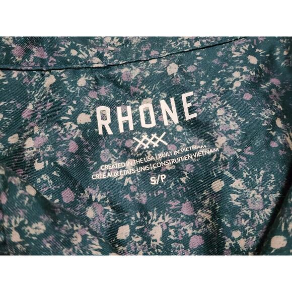 Rhone Men's Small Blue Floral Button Up Short Sleeve Shirt Casual Resort Beach - Picture 2 of 7